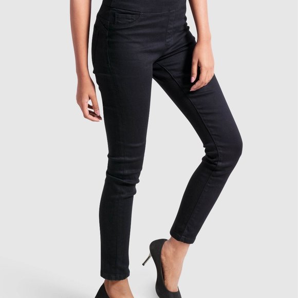OLGYN Stretch Black Denim Pull on Pant Skinny Fit - Picture 3 of 5
